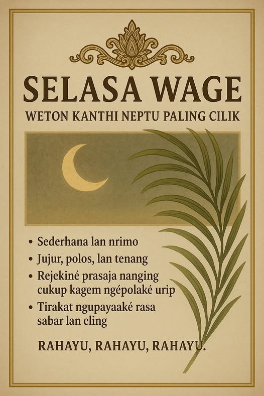 Rahasia Lelaku Jawa Selasa Wage  Ajiannya - Image 1